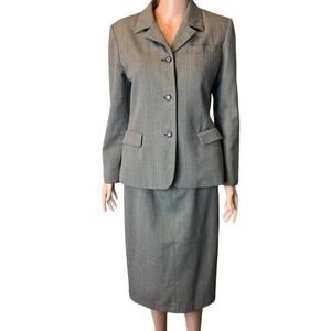 Harve Benard Collection Vintage 100% Wool Houndstooth Career Skirt Suit 8